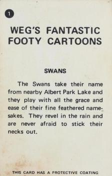 1973 Sunicrust Weg's Footy Funnies #1 Swans Back